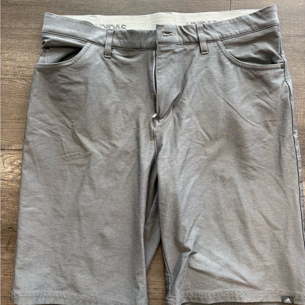 Adidas Men's Flat Front Gray Shorts